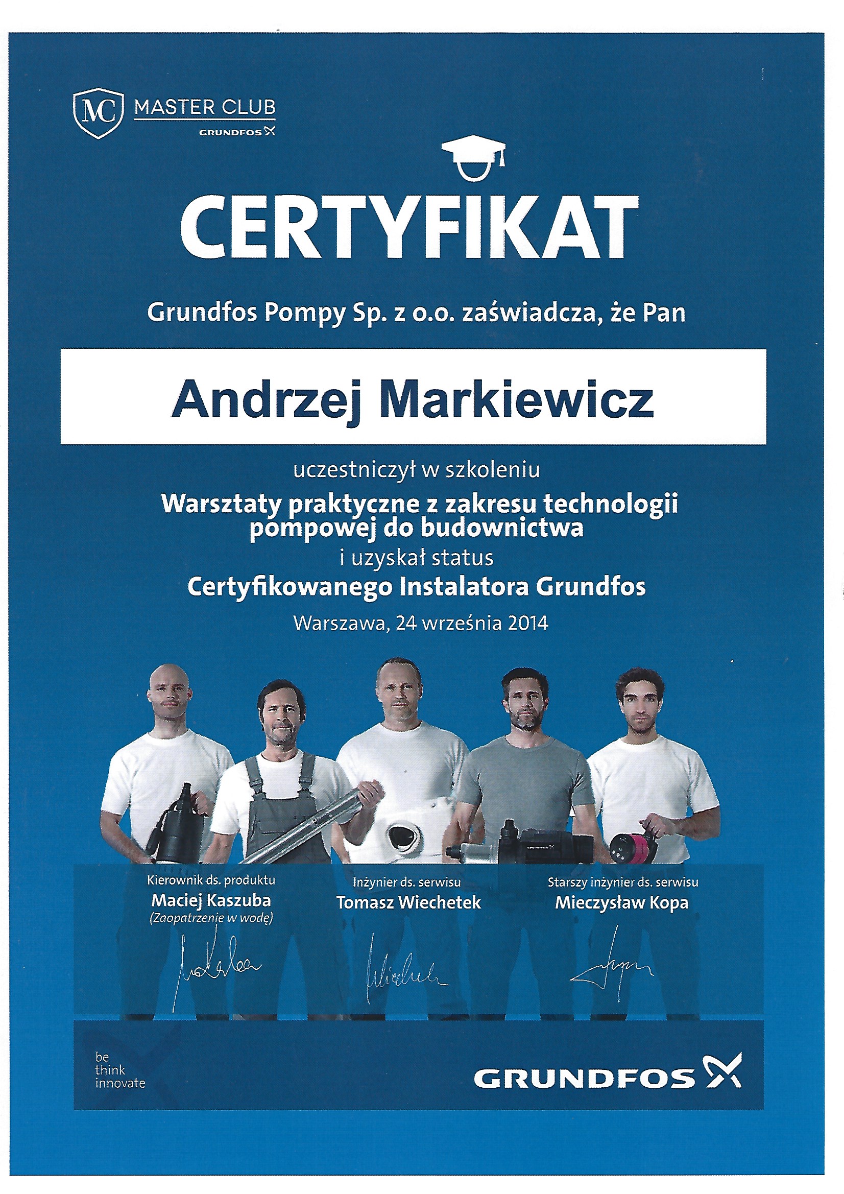 Certyfikat Grundfos